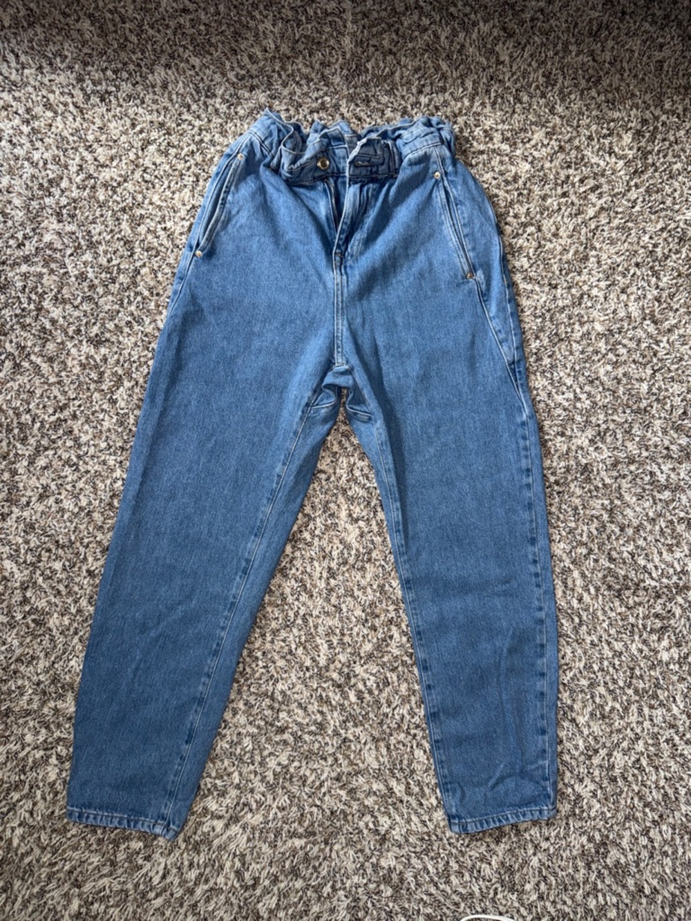 Zara Blue High-Waist Paperbag Jeans size us 0